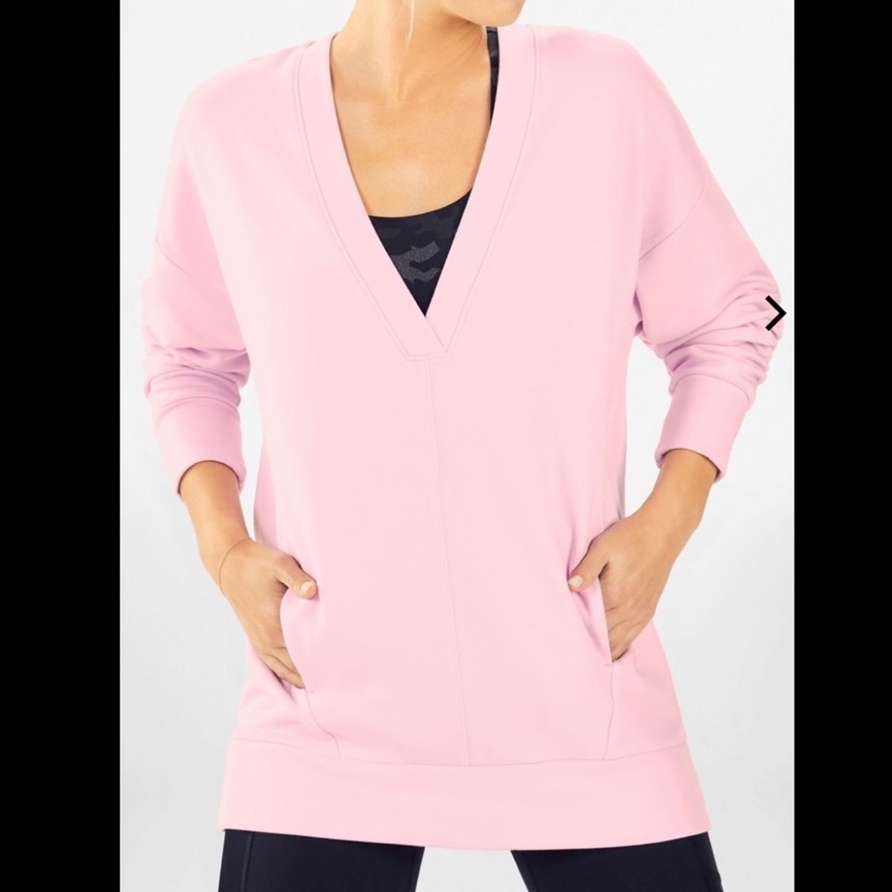 Light Pink Fabletics V-Neck Sweatshirt sz L